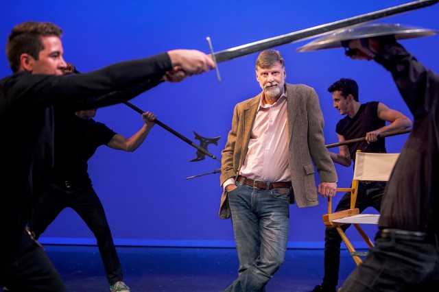 Brent Gibbs, (center) associate professor and artistic director, and certified fight director of Arizona Repertory Theatre at the University of Arizona, is directing two Shakespeare plays this spring: The Tempest and Comedy of Errors, using one set and one cast. Photograph by John de Dios/UANews
